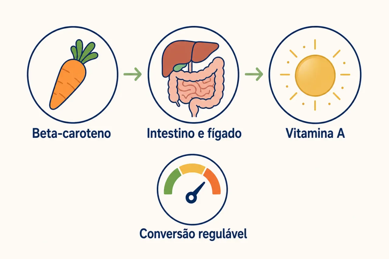 Como o corpo converte beta-caroteno em vitamina A