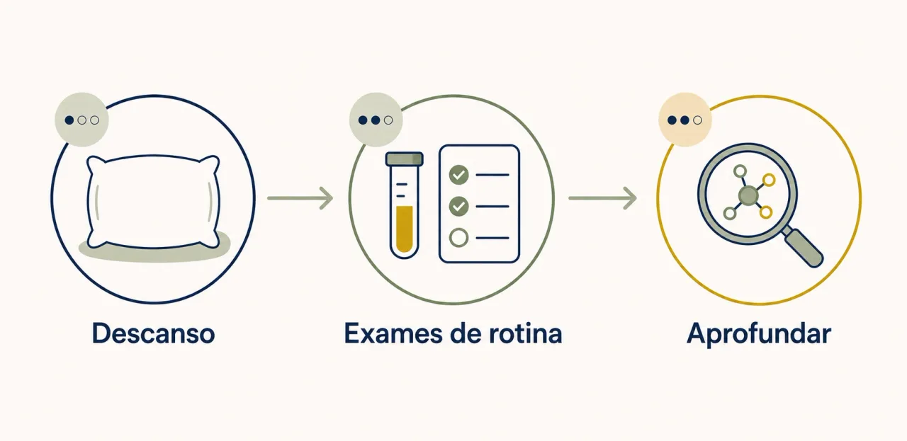 Fluxo de investigação do cansaço, do descanso aos exames de rotina e ao aprofundamento