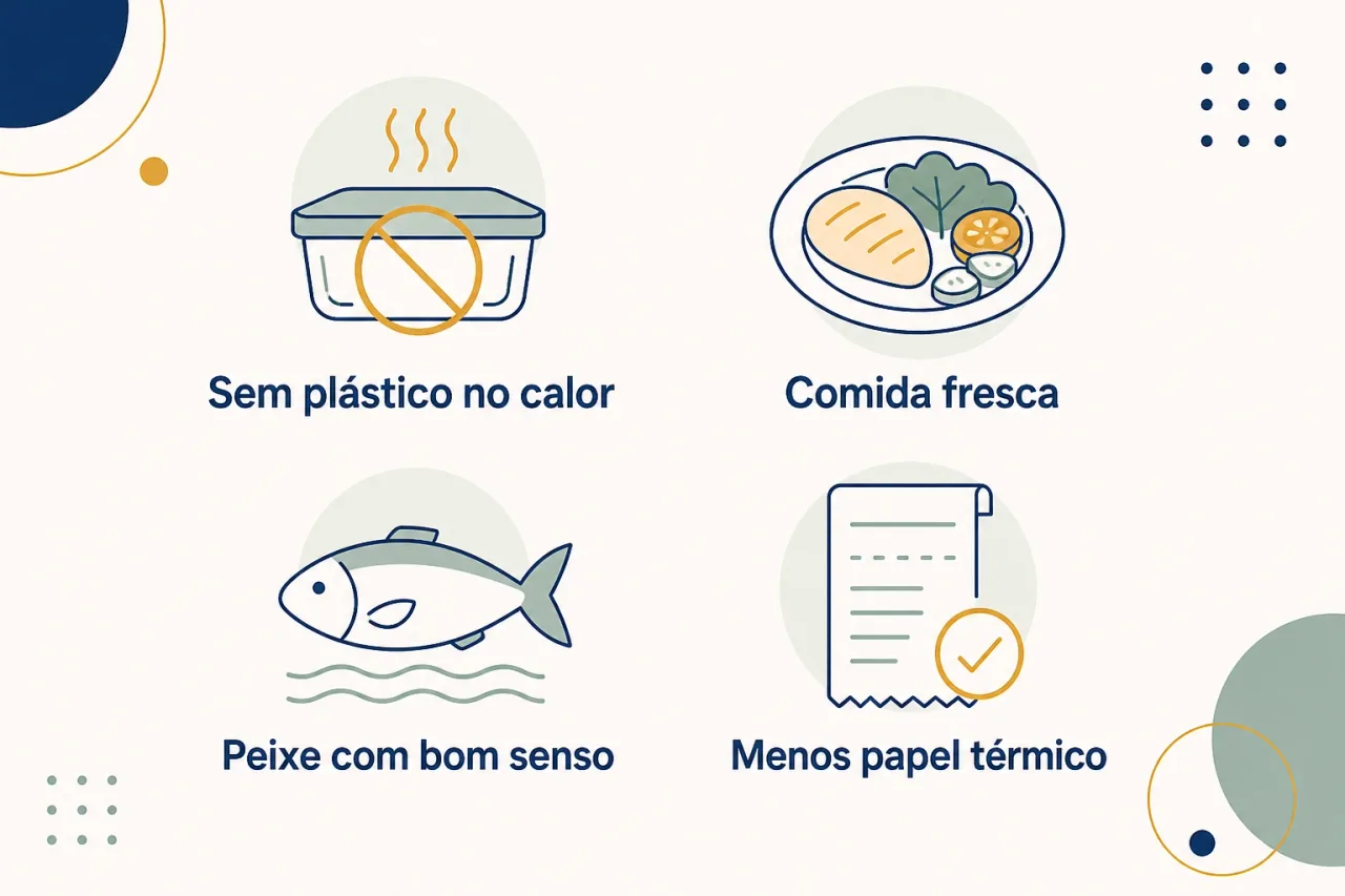 Infográfico com hábitos simples para reduzir a exposição a disruptores endócrinos no dia a dia