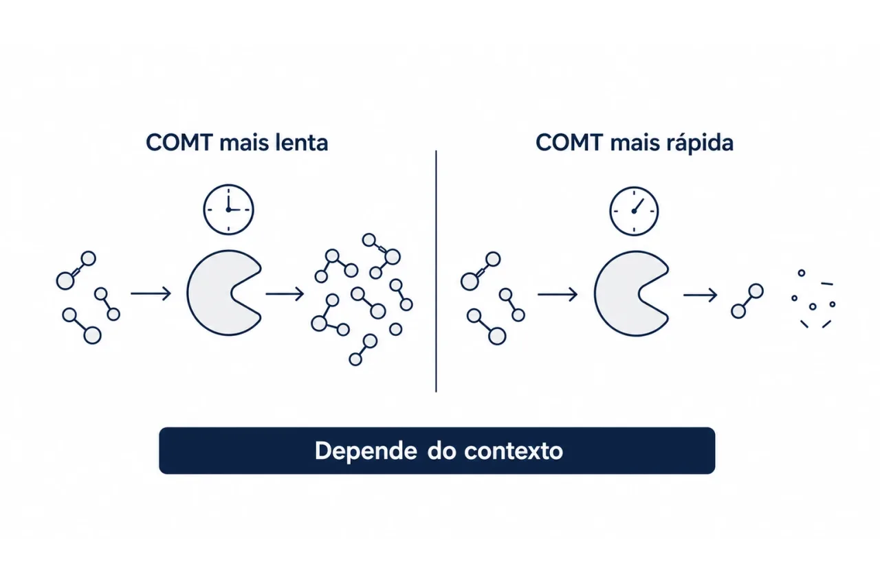 Comparação entre COMT mais rápida e mais lenta e o efeito no estado de alerta