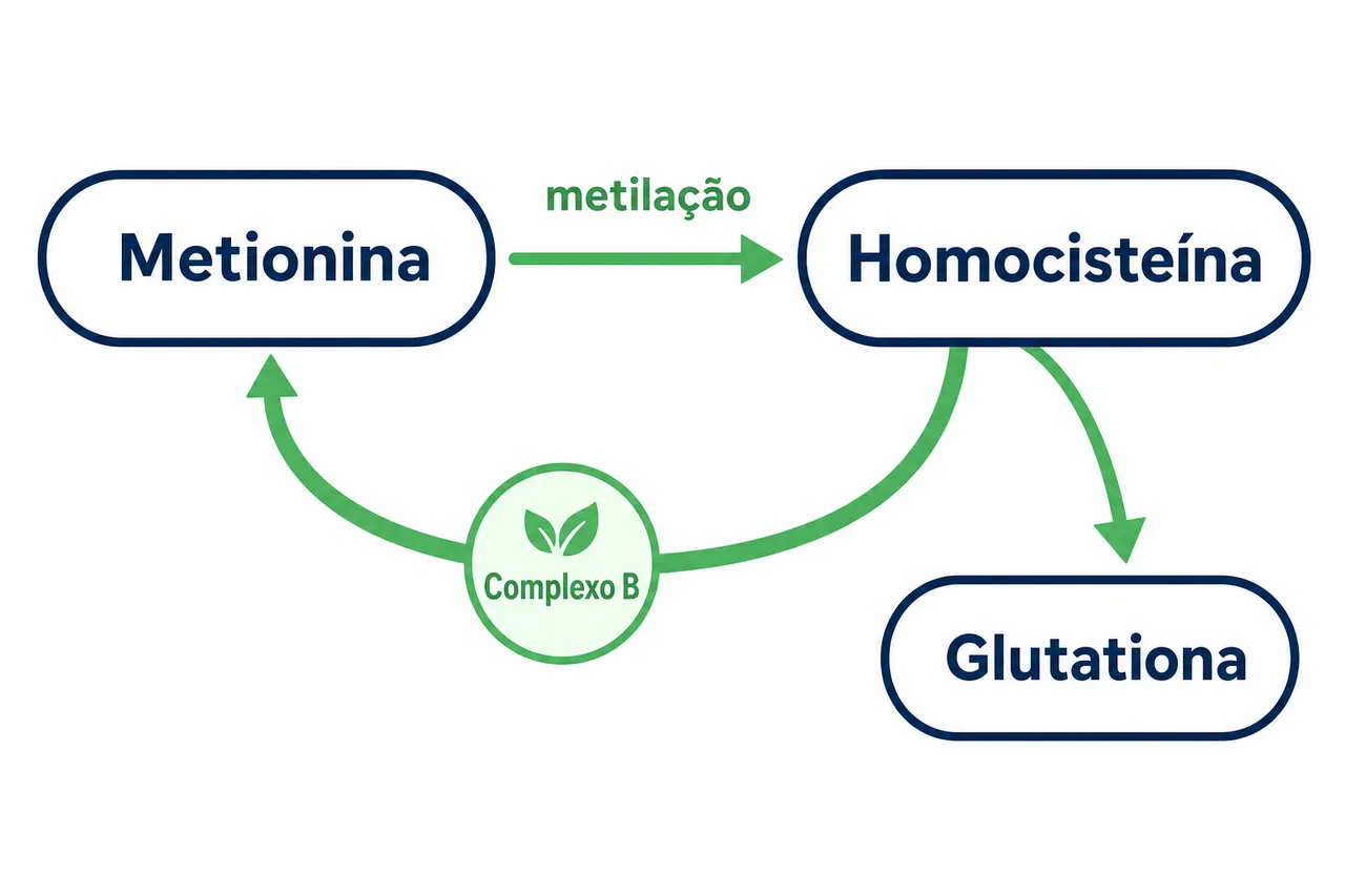 Ilustração da metionina abrindo o ciclo de metilação