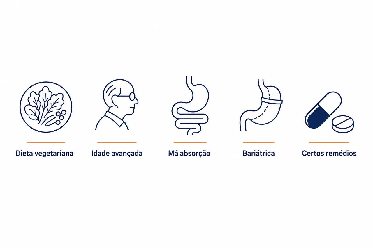 Ilustração dos grupos com maior risco de deficiência de vitamina B12